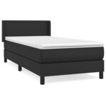 vidaXL Sommier à lattes de lit avec matelas Noir 90x190 cm Similicuir