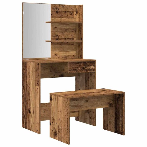 vidaXL Ensemble de coiffeuse vieux bois bois d'ingénierie