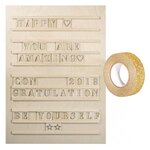 Tableau à lettres Letterboard bois 30 x 42 cm + 96 lettres + masking tape doré à paillettes 5 m