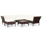 vidaXL Salon de jardin 8 Pièces avec coussins résine tressée marron