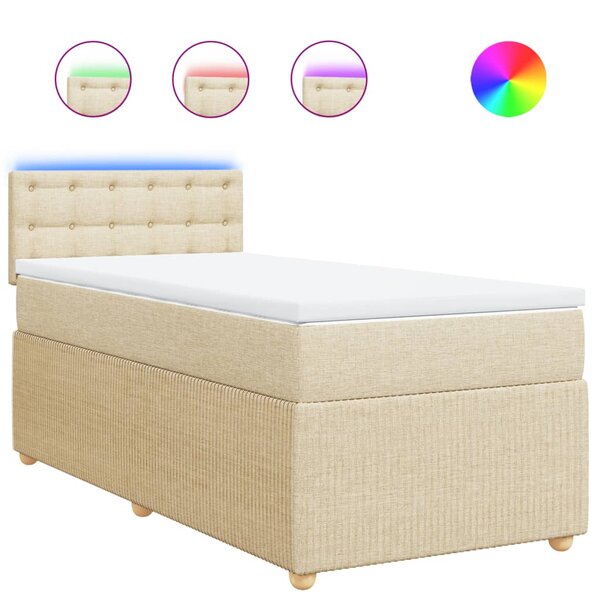 vidaXL Sommier à lattes de lit et matelas Crème 90x190 cm Tissu