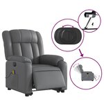 vidaXL Fauteuil inclinable de massage électrique gris similicuir