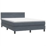 vidaXL Sommier à lattes de lit et matelas et LED gris foncé 140x220cm velours