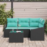 vidaXL Ensemble de Canapés avec coussin 5 Pièces Noir polyrotin