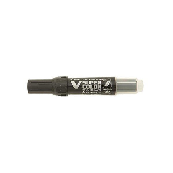 Marqueur Permanent Rechargeable V SUPER COLOR Begreen Pointe Biseautée Moyenne Noir PILOT