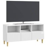 vidaXL Meuble TV Blanc brillant 102 x 34 5 x 50 cm Bois d'ingénierie