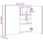vidaXL Armoire de salle de bain à miroir LED Chêne 80x12x68 cm