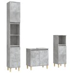 vidaXL Ensemble de meubles de salle de bain 3 Pièces gris béton