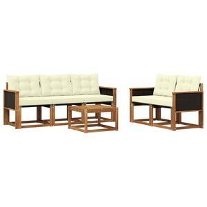 vidaXL Ensemble de canapés d'extérieur 6 pc Naturel et Crème