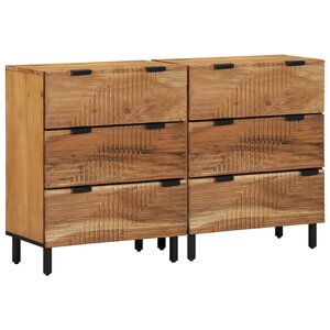 vidaXL Buffets 2 Pièces Marron 60x33x75 cm Bois Massif d'Acacia