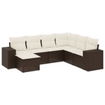 vidaXL Salon de jardin avec coussins 7 Pièces marron résine tressée