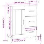 vidaXL Buffet gris béton 69 5x34x90 cm bois d'ingénierie