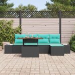vidaXL Ensemble de salle à manger pour jardin 6 Pièces Noir et Sarcelle