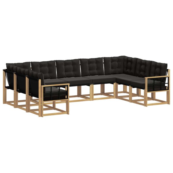 vidaXL Ensemble de canapés d'extérieur 9 Pièces Blanc et noir