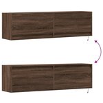 vidaXL Meuble TV mural avec lumières LED chêne marron 140x31x38 cm