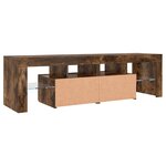 vidaXL Meuble TV avec lumières LED Chêne fumé 140x36 5x40 cm