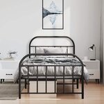 vidaXL Cadre de lit métal sans matelas et pied de lit noir 100x200 cm