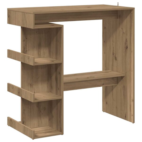 vidaXL Table de bar avec étagère de rangement chêne artisanal