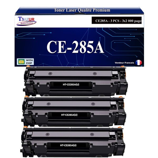 T3AZUR -3x Toners compatibles  avec HP CE285A (85A) pour HP LaserJet Pro M1130  M1132  M1132MFP  M1210  M1212NF  M1217NFW  P1102  P1102W  P1109