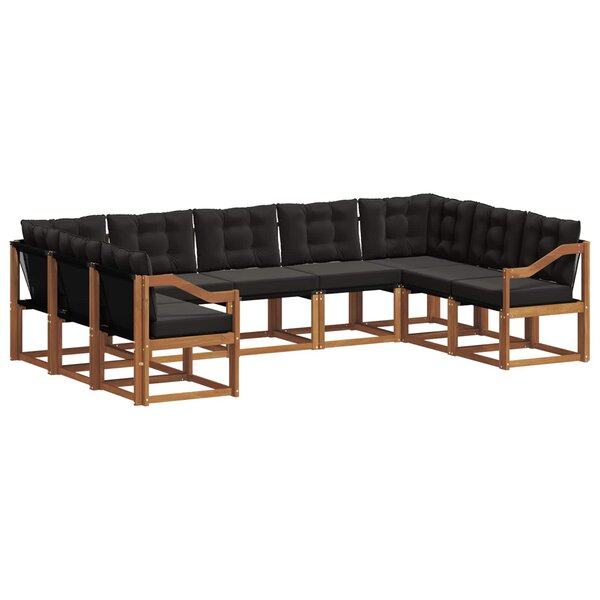 vidaXL Ensemble de canapés d'extérieur 9 Pièces Naturel et Noir
