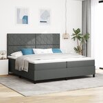 vidaXL Lit à ressort avec matelas et LED Gris foncé 200x200 cm Tissu