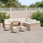 vidaXL Ensemble de canapé de jardin 14 Pièces Beige Poly rotin