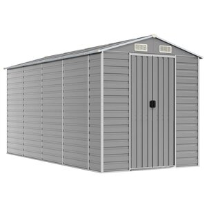vidaXL Abri de jardin gris clair 191 x 385 x 198 cm en acier galvanisé