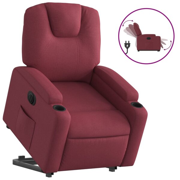 vidaXL Fauteuil inclinable électrique rouge bordeaux tissu