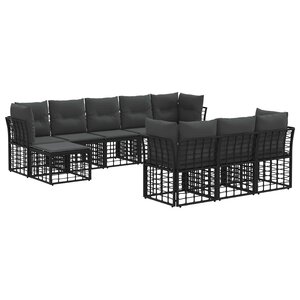 vidaXL Ensemble de canapés d'extérieur Noir et Gris foncé Polyester