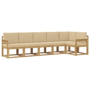 vidaXL Ensemble de canapés d'extérieur 6 pc Blanc et Beige Polyester