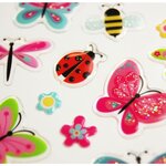 Autocollants - Papillons à paillettes - Époxy transparent - 2 2 cm