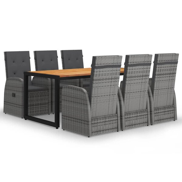 vidaXL Ensemble de salle à manger de jardin 7 Pièces Gris