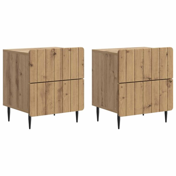 vidaXL Cabinet de chevet 2 pc Chêne artisanal 43 x 34 5 x 49 5 cm