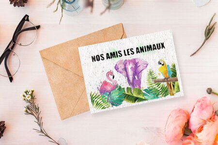 Carte à planter nos amis animaux effet aquarelle