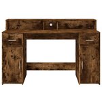 vidaXL Bureau et lumières LED chêne fumé 140x55x91cm bois d'ingénierie