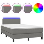 vidaXL Sommier à lattes de lit matelas LED gris foncé 120x190 cm tissu