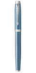 Parker im premium stylo roller  bleu gris  recharge noire pointe fine  coffret cadeau