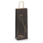 Sac kraft lisse  brun motif noir pour 1 bouteille