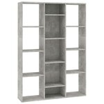 vidaXL Séparateur de pièce/Bibliothèque Gris béton Bois d’ingénierie