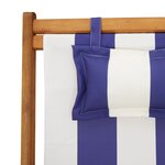 vidaXL Chaise de plage pliable bleu et blanc bois d'eucalyptus/tissu