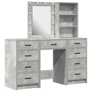 vidaXL Table de Toilette avec tiroir 3 Pièces Gris Bois d'ingénierie