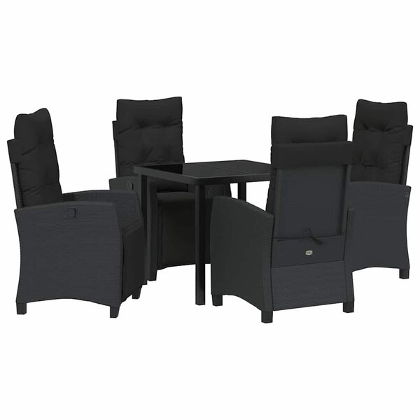 vidaXL Ensemble de salle à manger pour jardin 5 Pièces Noir polyrotin