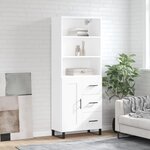 vidaXL Buffet haut Blanc 69 5x34x180 cm Bois d'ingénierie