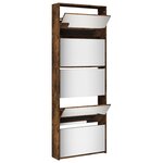 vidaXL Armoire à chaussures miroir 5 niveaux chêne fumé 63x17x169 5 cm