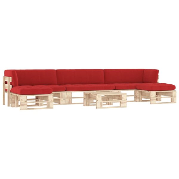 vidaXL Salon de jardin palette 6Pièces avec coussins Bois de pin imprégné