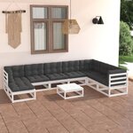 vidaXL Salon de jardin 9 Pièces avec coussins Bois de pin massif