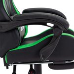vidaXL Fauteuil de jeux vidéo avec repose-pied Vert et noir Similicuir