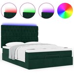 vidaXL Cadre de lit ottoman avec matelas vert foncé 140x190 cm velours