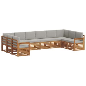 vidaXL Ensemble de canapé d'angle 10 Pièces Gris Naturel et Clair