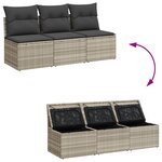 vidaXL Canapé de jardin et coussins 3 places gris clair résine tressée